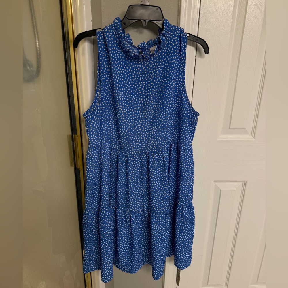 Blue Polka Dot Midi Dress